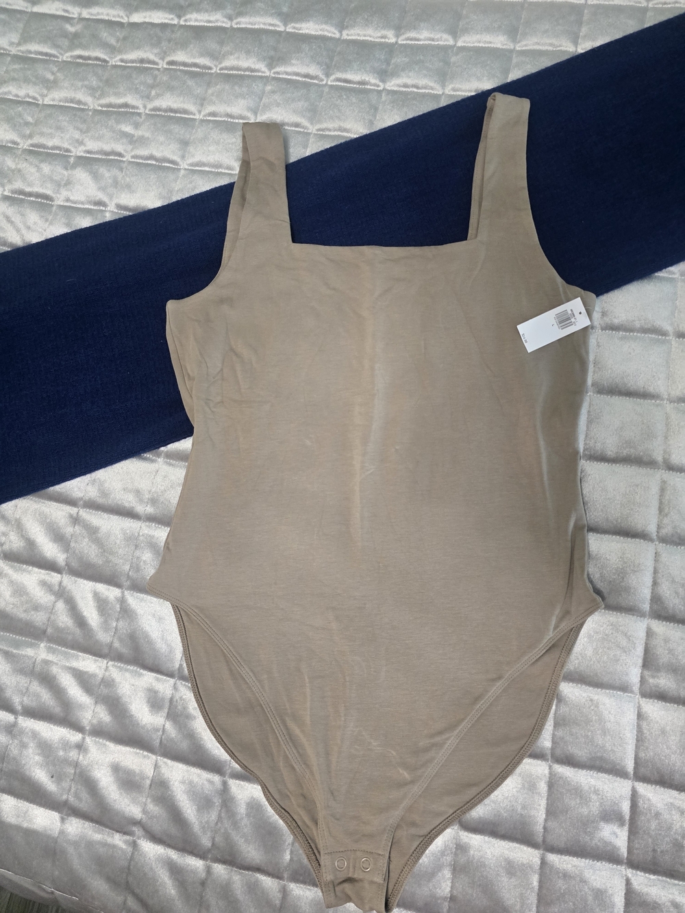Women's Neutral-Taupe Square Neck One-Piece Bodysuit